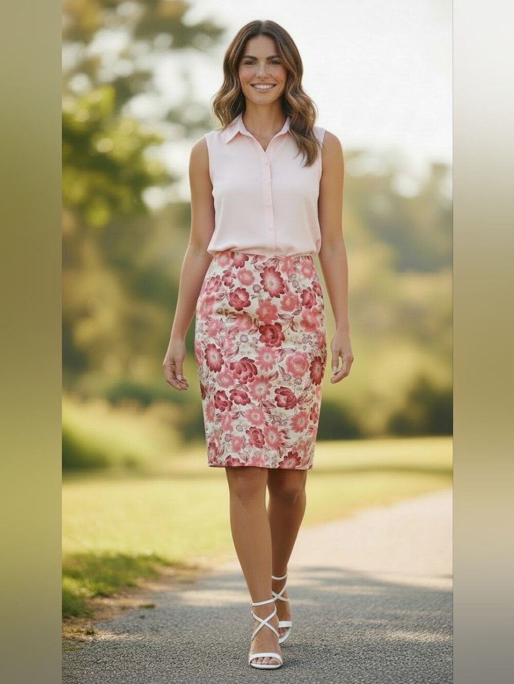 Ann Taylor Loft Floral Pencil Skirt Size 8